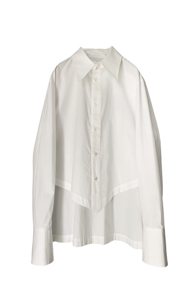 DETACHABLE COLLAR V-HEM SHIRT [WHITE]