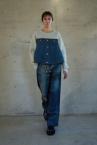 DENIM PRINT DRAWSTRING PANTS [INDIGO]
