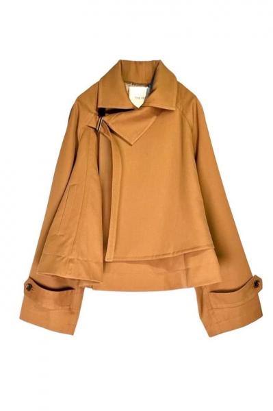 DOUBLE LAYER SHORT TRENCH COAT [CARAMELIZED]