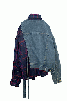 DETACHABLE DENIM CHECK SHIRT [INDIGO MULTI]