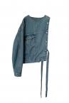 DETACHABLE DENIM CHECK SHIRT [INDIGO MULTI]