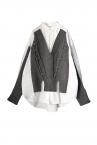 KNITTED CHAIN HYBRID SHIRT [WHITE SHIRT & GREY]