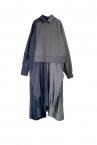 HYBRID SWEAT PINSTRIPE SHIRT DRESS [NAVYGREY]