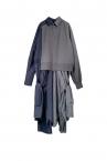HYBRID SWEAT PINSTRIPE SHIRT DRESS [NAVYGREY]