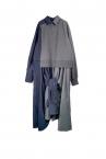 HYBRID SWEAT PINSTRIPE SHIRT DRESS [NAVYGREY]