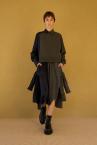 HYBRID SWEAT PINSTRIPE SHIRT DRESS [NAVYGREY]
