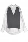 HYBRID V-NECK KNIT SHIRT [WHITE STRIPEGREY]