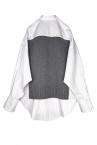 HYBRID V-NECK KNIT SHIRT [WHITE STRIPEGREY]