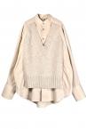 HYBRID V-NECK KNIT SHIRT [BEIGE STRIPEBEIGE]
