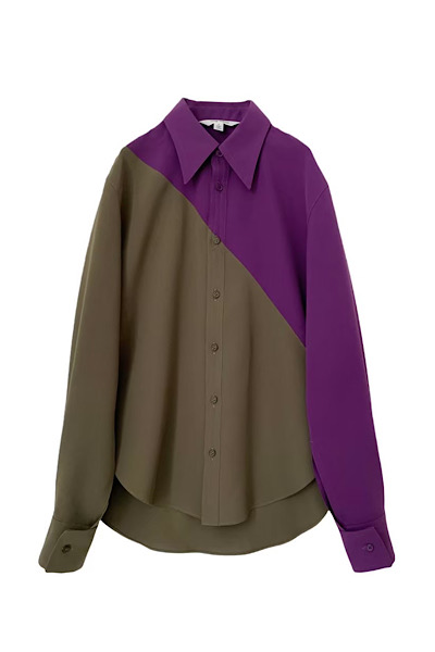 COLOURBLOCK SHIRT[PURPLEKHAKI GREEN]