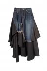 HYBRID DENIM TIERED RUFFLE SKIRT SET[BLACKINDIGO]