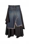 HYBRID DENIM TIERED RUFFLE SKIRT SET[BLACKINDIGO]