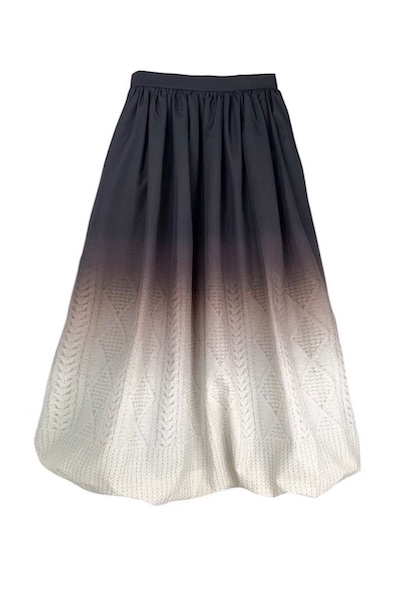 CABLE PRINT BALLOON SKIRT [BLACK-MULTI]