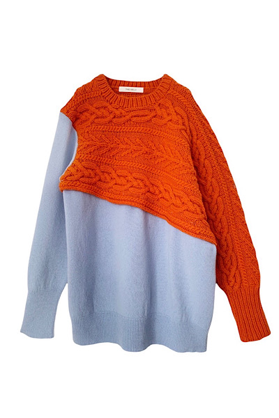 COLOUR BLOCK SWEATER[ORANGELIGHT BLUE]