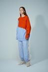 COLOUR BLOCK SWEATER[ORANGELIGHT BLUE]