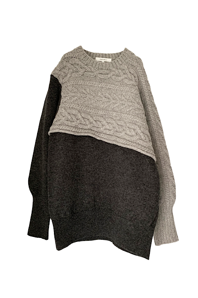 COLOUR BLOCK SWEATER[LIGHTDARK GREY]