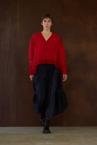 HYBRID TULLE KNIT CARDIGAN [RED]