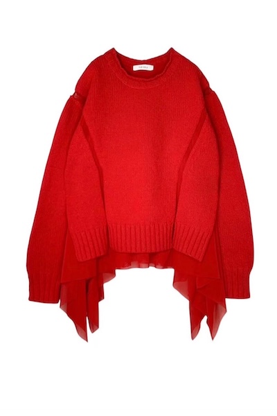 HYBRID TULLE KNIT SWEATER [RED]