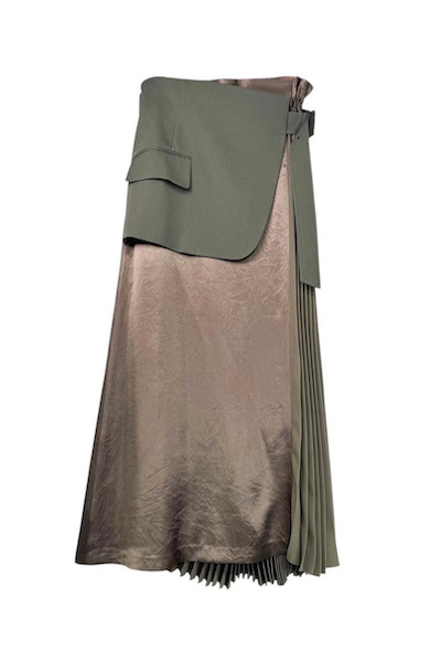 BLAZER PANEL ASYMMETRIC SKIRT [KHAKI GREEN]