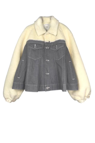 HYBRID DENIM FAUX SHEARLING JACKET[WHITEGREY]