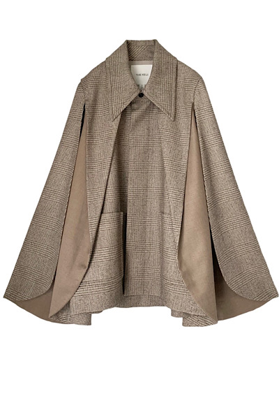 WOOL BLEND CAPE COAT[BEIGE]