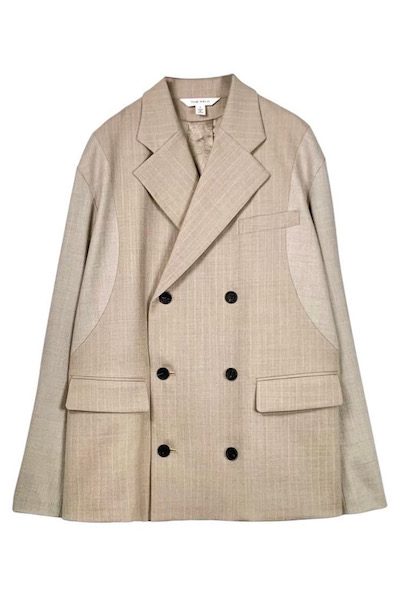 SATIN BACK PANEL PINSTRIPE BLAZER [BEIGE]