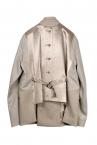 SATIN BACK PANEL PINSTRIPE BLAZER [BEIGE]