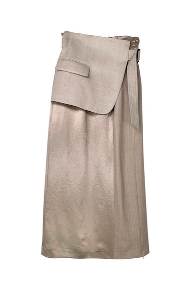 BLAZER PANEL SIDE ZIP SKIRT [BEIGE]