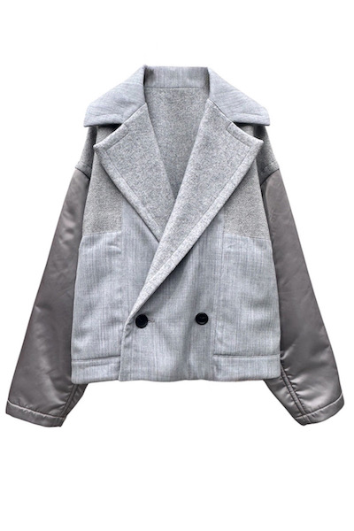 REVERSIBLE PATCHWORK SHORT COAT [GREY]