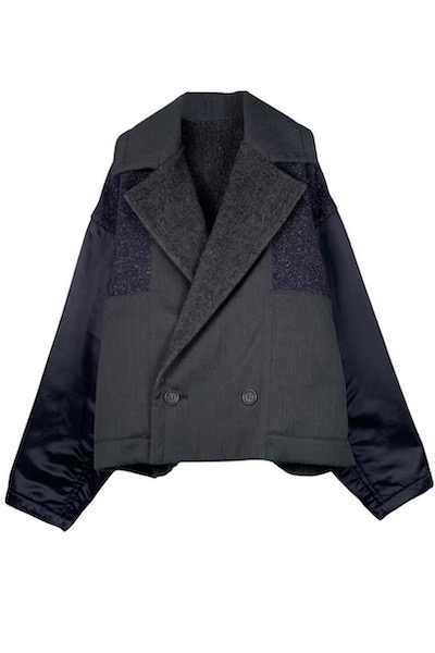 REVERSIBLE PATCHWORK SHORT COAT [NAVY]