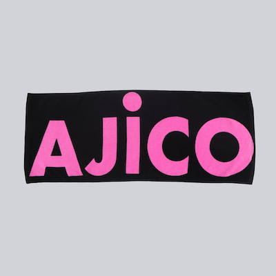 ロゴタオル ブラック×ピンク